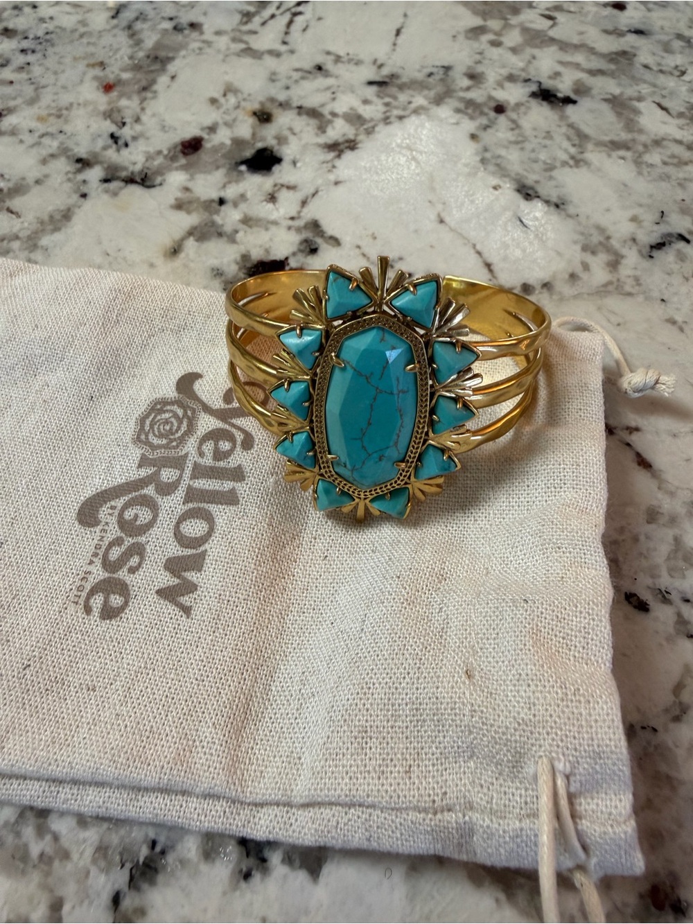 Kendra Scott Yellow Rose  Gold-Tone Bracelet with Turquoise Stones